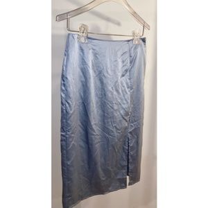 Satin midi skirt with slit
